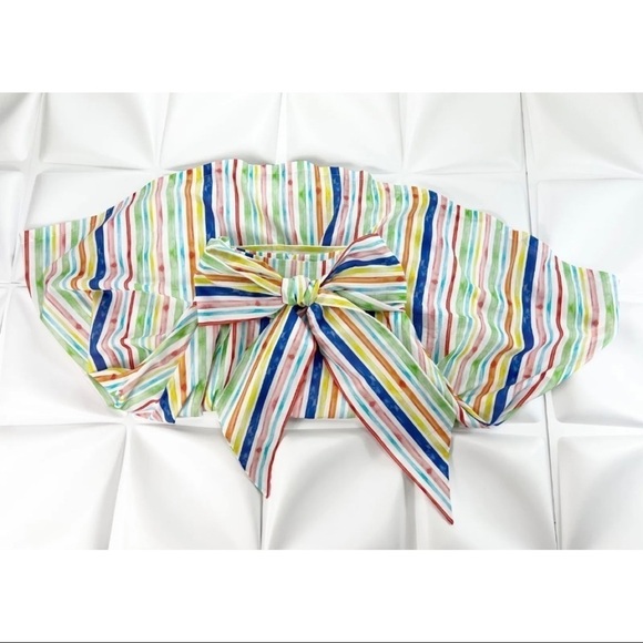 Brooke Wright Womens Sz 2 Rainbow Striped Colorful A Line Skirt Lottie Bow Belt - Picture 5 of 12